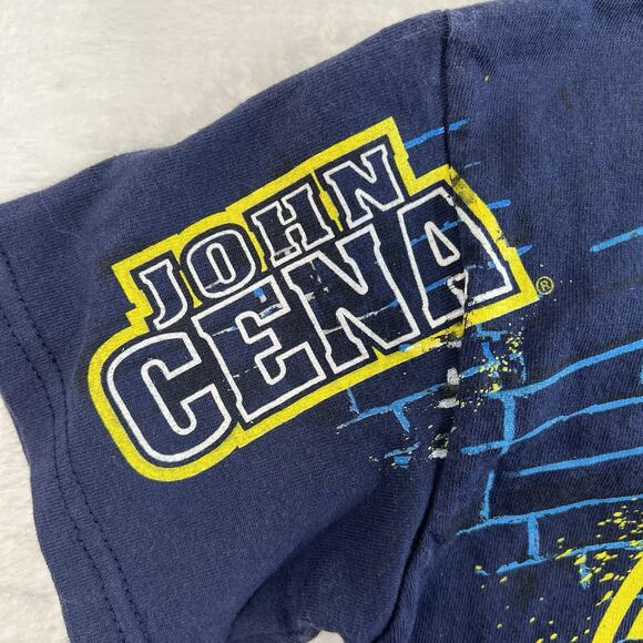 WWE John Cena Youth L 10/12 T-Shirt AOP Graphic Navy Blue Wrestling U Dont C Me - Picture 4 of 9